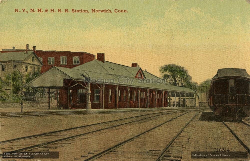 Postcard: New York, New Haven & Hartford Railroad Station, Norwich, Connecticut